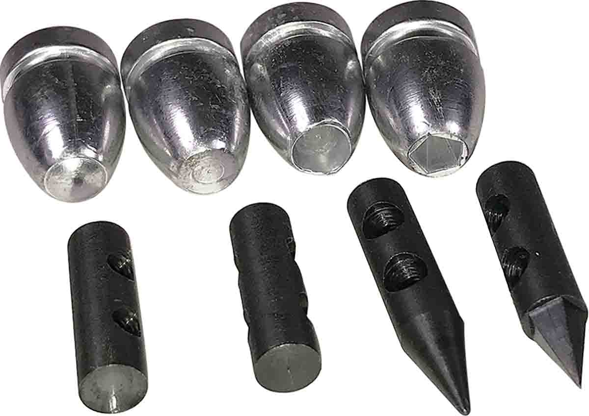The MP 452-374 mould provides the option of casting bullets with four different nose designs.